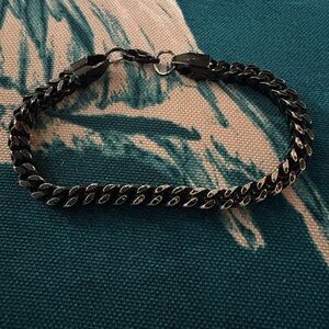 Vintage Black Gunmetal Sheen Chain Bracelet